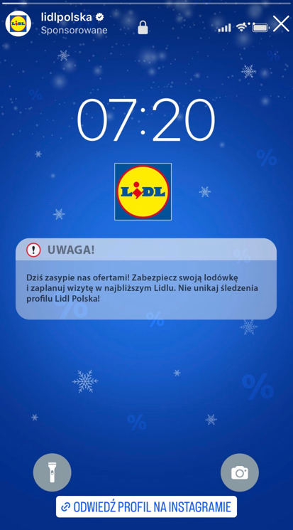 Reklama Lidl Polska na Instagramie